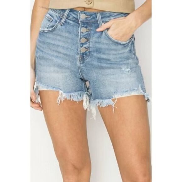 Joe's Jeans Light Blue Distressed Jean Shorts - Picture 1 of 5